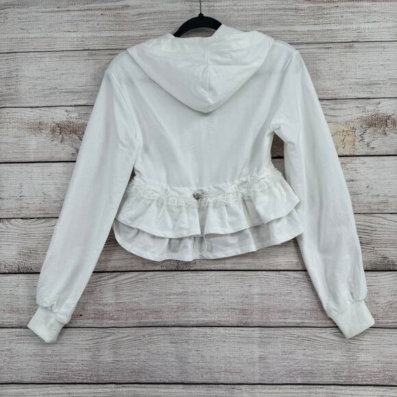 Sundae School Lace Accent Full Zip Hoodie Women's XS White Made in Heaven - Picture 2 of 10